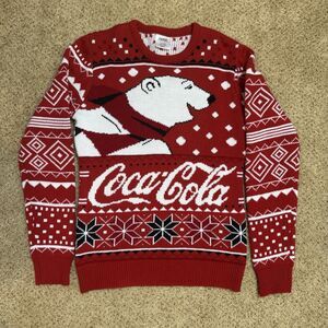 Coca Cola Women's Small Red Polar Bear Ugly Christmas Sweater Holiday Cute Cozy